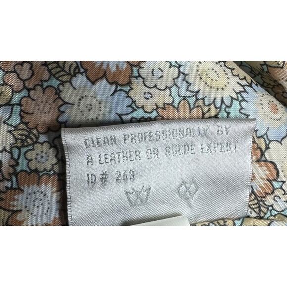 Colebrook Womens L Brown Floral Lined Full Zip 100% Leather Suede Jacket Boho - Picture 12 of 14